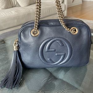 Gucci handbag purse dark blue used - great cond.
